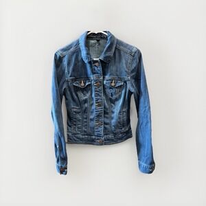 American Eagle Women's Classic Denim Jacket Size Medium M Button Stretch AEO